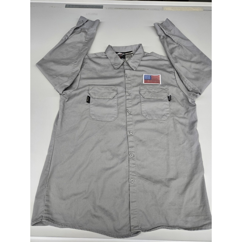 SteelGuard  Essential FR CAT2 Ultra Soft Flame Resistant Shirt Gray 1XLR US Flag